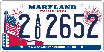 MD license plate 2AD2652