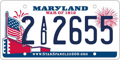 MD license plate 2AD2655