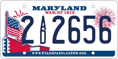 MD license plate 2AD2656