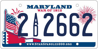 MD license plate 2AD2662