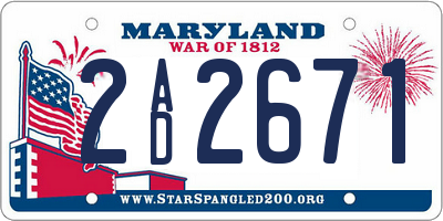 MD license plate 2AD2671