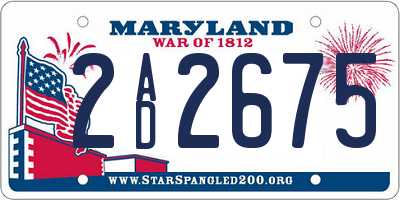 MD license plate 2AD2675