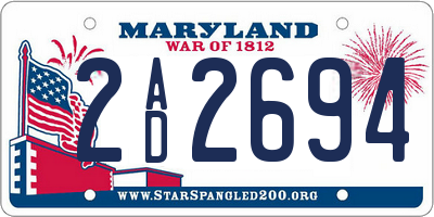 MD license plate 2AD2694