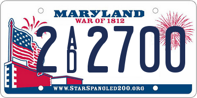 MD license plate 2AD2700
