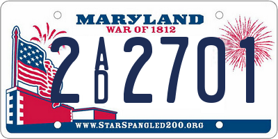 MD license plate 2AD2701