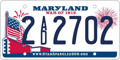 MD license plate 2AD2702