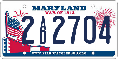 MD license plate 2AD2704