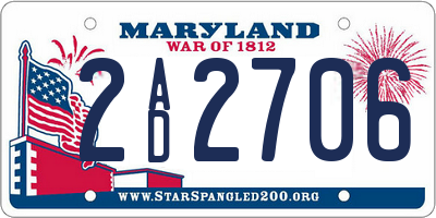 MD license plate 2AD2706