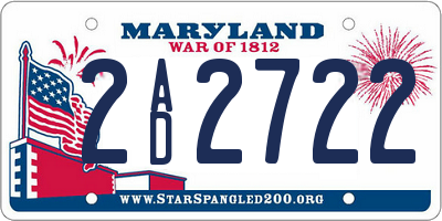 MD license plate 2AD2722