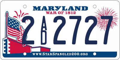 MD license plate 2AD2727