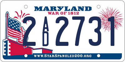 MD license plate 2AD2731