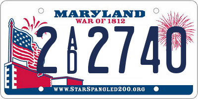 MD license plate 2AD2740