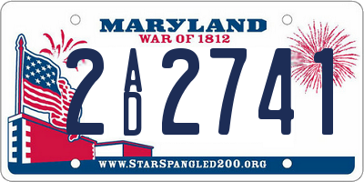 MD license plate 2AD2741