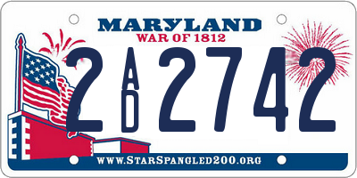 MD license plate 2AD2742