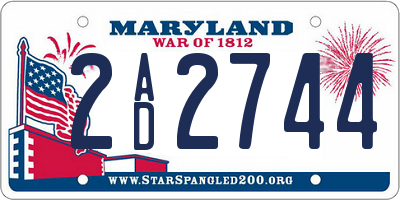 MD license plate 2AD2744