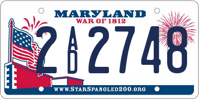 MD license plate 2AD2748