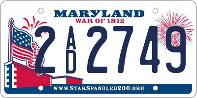 MD license plate 2AD2749