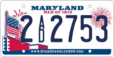 MD license plate 2AD2753