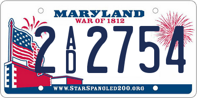 MD license plate 2AD2754