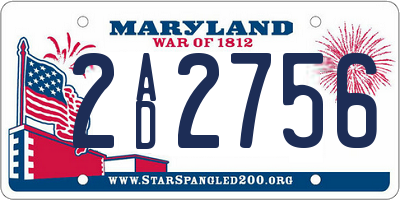 MD license plate 2AD2756