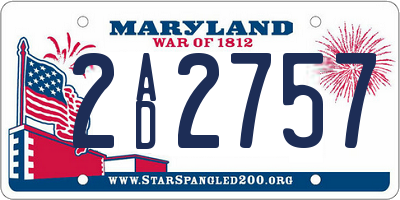 MD license plate 2AD2757