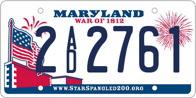 MD license plate 2AD2761