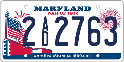 MD license plate 2AD2763