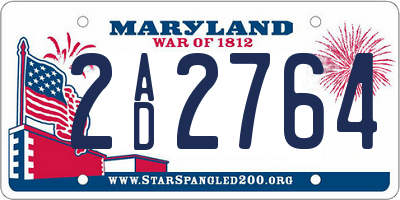 MD license plate 2AD2764