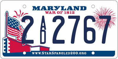 MD license plate 2AD2767