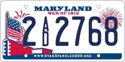 MD license plate 2AD2768