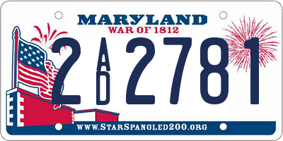 MD license plate 2AD2781