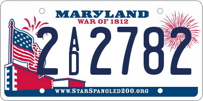 MD license plate 2AD2782