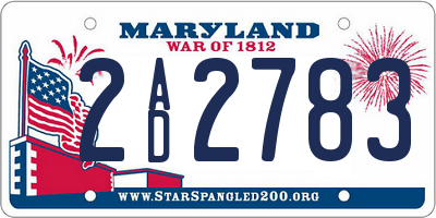 MD license plate 2AD2783