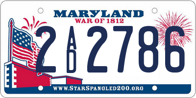 MD license plate 2AD2786