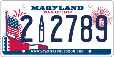 MD license plate 2AD2789