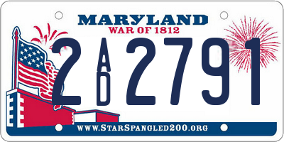MD license plate 2AD2791