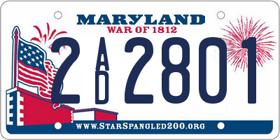 MD license plate 2AD2801