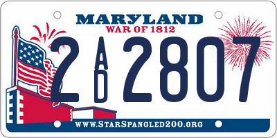MD license plate 2AD2807