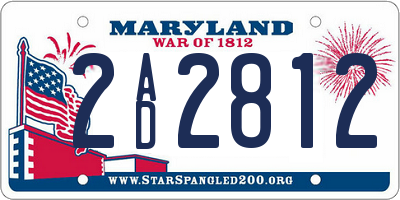 MD license plate 2AD2812