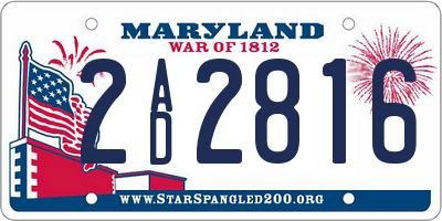 MD license plate 2AD2816