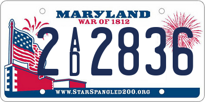 MD license plate 2AD2836