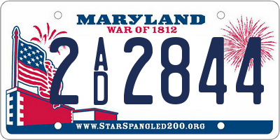 MD license plate 2AD2844