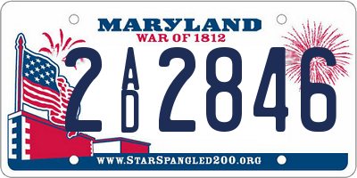 MD license plate 2AD2846