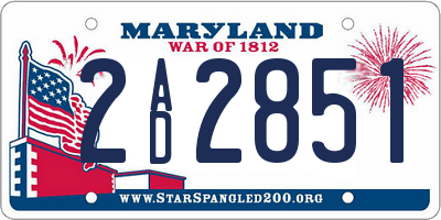 MD license plate 2AD2851