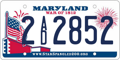 MD license plate 2AD2852