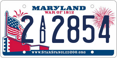 MD license plate 2AD2854