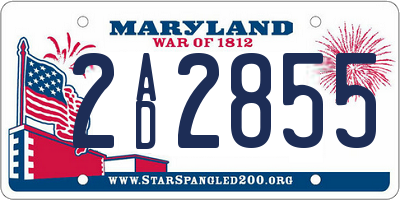 MD license plate 2AD2855