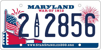 MD license plate 2AD2856