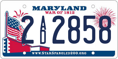 MD license plate 2AD2858