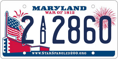 MD license plate 2AD2860
